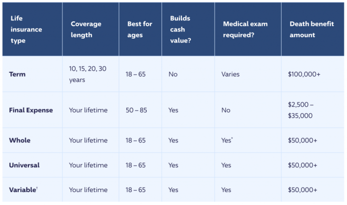 Policies comparing five key